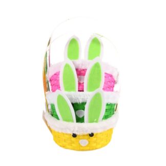 He Easter Round Bamboo Basket With Rabbit
