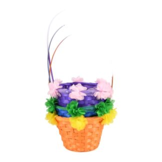 He Easter Round Bamboo Basket With Flower Lace