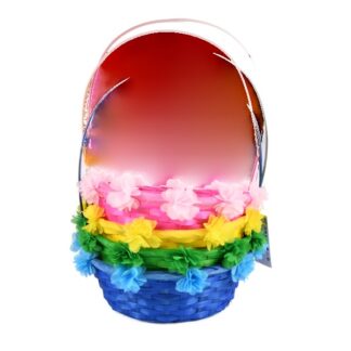 He Easter Round Bamboo Basket With Flower Lace