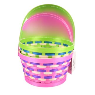 He Easter Round Bamboo Basket