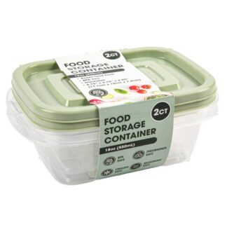 Plastic Food Container Rect. 2Pcs 550Ml