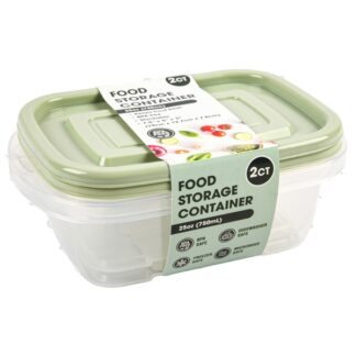 Plastic Food Container Rect. 2Pcs 750Ml