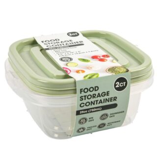 Plastic Food Container Squ. 2Pcs 750Ml