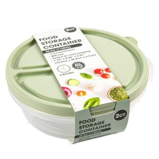 Plastic Food Container Round Divider  2Pcs 1140Ml