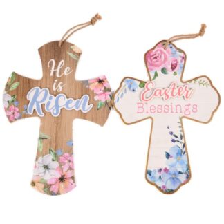 He Easter Stand Deco Cross Wood 34X23.5X0.8Cm