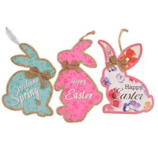 He Easter Hanging Deco Rabbit - 30.5X18/20X26Cm/27.5X19.5Cm