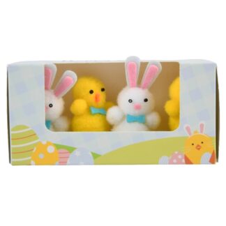 He Easter Bunny & Chick Decoration 4Pcs 12.5X4.5X6Cm