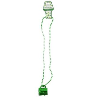 Hk St. Patrick'S Necklace Beaded Shamrock W/Shot Glass.