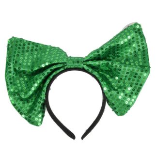 Hk St. Patrick'S Headband W/Sequin Bow Tie