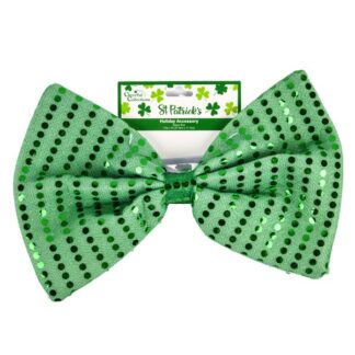 Hk St. Patrick'S Sequin Bow Tie W/Elastic Band