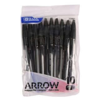 Bazic Arrow Ballpoint Black Pen 10 Ct