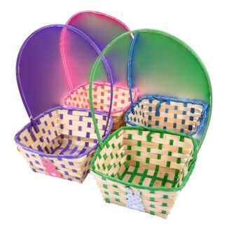 Easter Sq Basket 8"X3.75" W/Rabbit Asst Colors