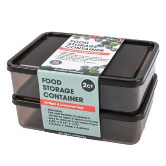 Plastic Food Container Soft Blk 600 Ml 2 Pcs