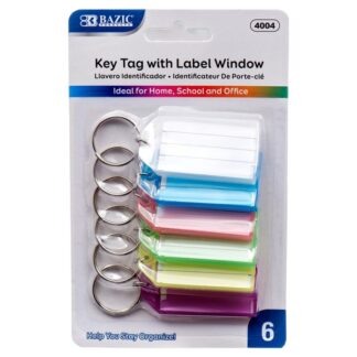 Bazic Key Tags W/Holder & Label Window 6Ct