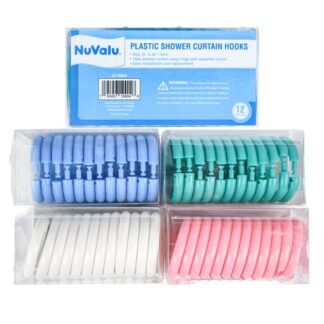 Nuvalu Shower Curtain Hooks Asst Color W/White,Light Blue,Pink,Beige,Burguny And Light Green