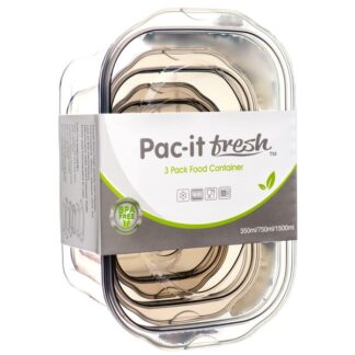 Pac It Fresh Food Container Rectangle 3 Pcs Set 350/750/1500Ml