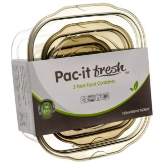 Pac It Fresh Container Square 3 Pcs Set 180/480/1000Ml