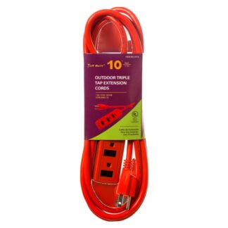 Electric Extension Cord 10 Ft Ul Outdoor W/3 Outlets & 16 Guage