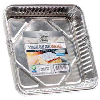 Durable Aluminum Cake Pan W/Lid Sq 2Pk #D18020