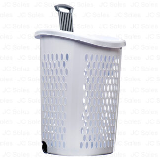 Sterilite #1227 Laundry Hamper W/ Wheel White Clr