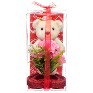 Hm Mother'S Day Bear W/Carnation Flower In Pvc