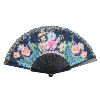 Folding Hand Fan Multicolor Peacock Asst