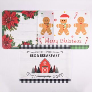 Hx Xmas Plastic Placemat Asst Prints 16X12" Pdq