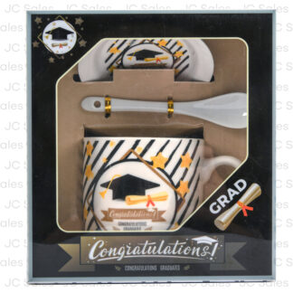 Hg Graduation Mug, Plate&Spoon Gift Set 3 Pc