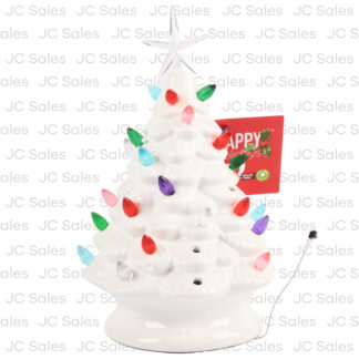 Hx Light Up Ceramic Xmas Tree White