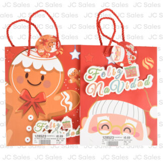 Hx Xmas Gift Bag Feliz Navidad 3D Asst Med