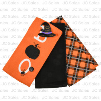 Hh Kitchen Towels Boo Orange/Black 3 Pk