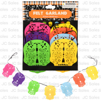 Hh Garland Felt Sugar Skull Asst Designs 42"