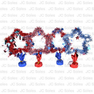 Hp Patriotic Tinsel Star Centerpc/Balloon Wt Asst