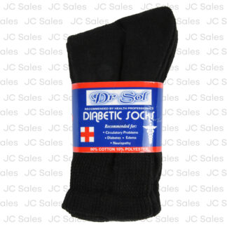 Diabetic Crew Socks Black Sz 10-13 3 Pk