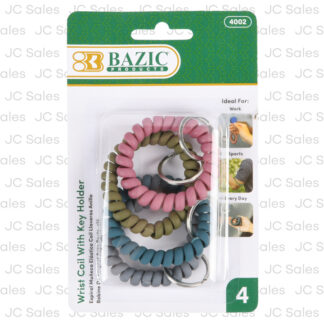 Bazic Wrist Coil With Key Holder Asst Color 4 Pc