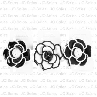 Hair Claw Clip Rose Black & White Colors