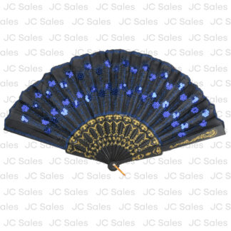 Folding Hand Fan Sequin Embroidered Asst