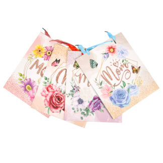 Hm Gift Bag Paper Glitter Size"M" 4Asstd