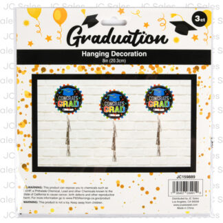 Hg Graduation Hanging Door Decoration 8" 3Pcs