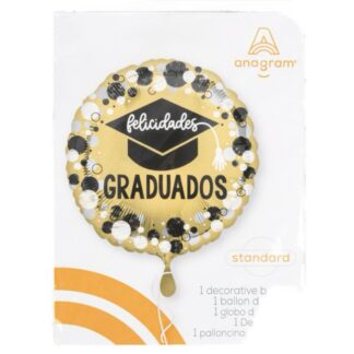 Hg Graduation Balloons Gold/Black Asst Designs