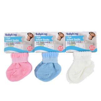 Bk Infant Socks Asst Color Sz 0-9 Month 3 Pr