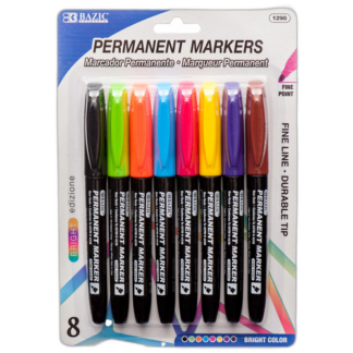 Bazic Permanent Marker 8 Asst Colors #1290