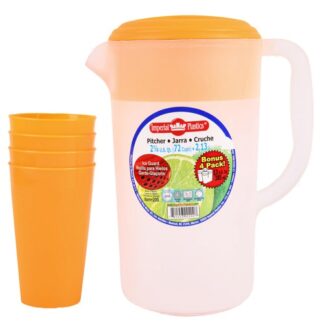 Pitcher 2.25Qt W/4 Tumblers & Asst Clrs