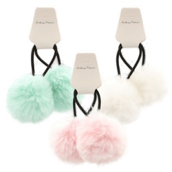 Hair Tie W/ Pom-Pom 2 Pcs Asst Clr