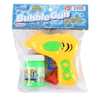 Hs Bubble Gun W/Solution Asst Colors 4.25 In