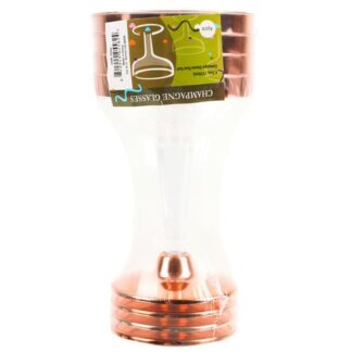 Plastic Champagne Glass With Rose Gold Ring 4Pk