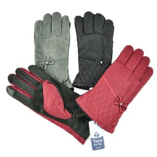Hw Women Nylon Gloves W/ Bow Asst Colors