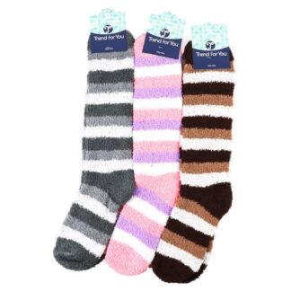 Hw Striped Cozy Sock For Lady Below Knee Asst Colors
