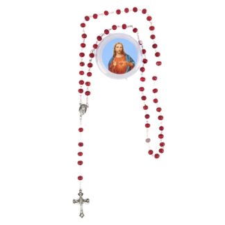 Rosary Necklace Red Catholic Saints Asst