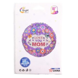 Love You Mom Foil Balloon Round
